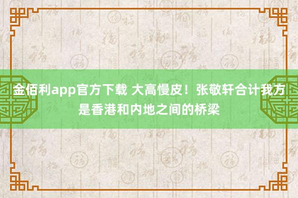 金佰利app官方下载 大高慢皮！张敬轩合计我方是香港和内地之间的桥梁