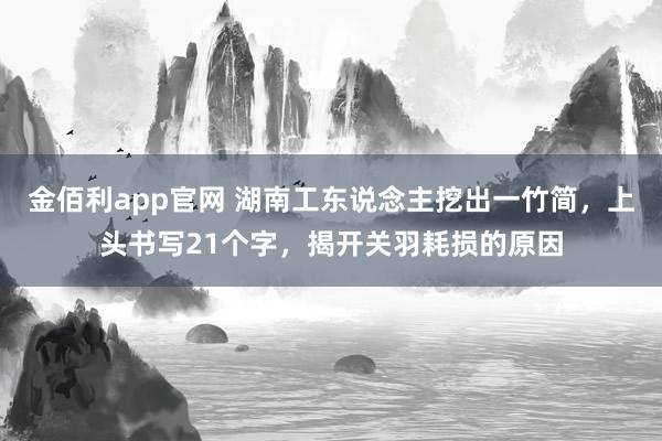 金佰利app官网 湖南工东说念主挖出一竹简，上头书写21个字，揭开关羽耗损的原因