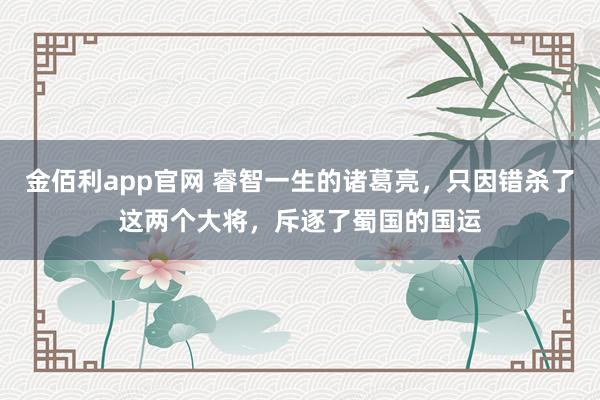 金佰利app官网 睿智一生的诸葛亮，只因错杀了这两个大将，斥逐了蜀国的国运