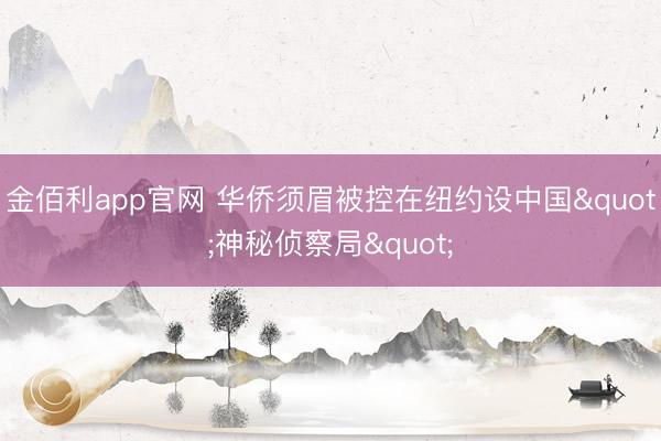 金佰利app官网 华侨须眉被控在纽约设中国"神秘侦察局"