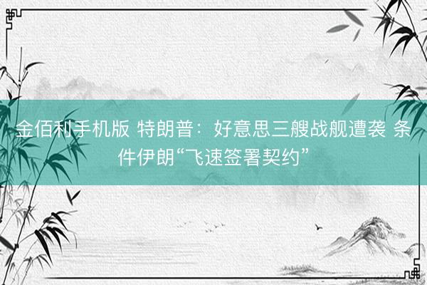 金佰利手机版 特朗普：好意思三艘战舰遭袭 条件伊朗“飞速签署契约”